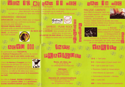 programme du caf de la plage  maurepas de Dcembre 2004